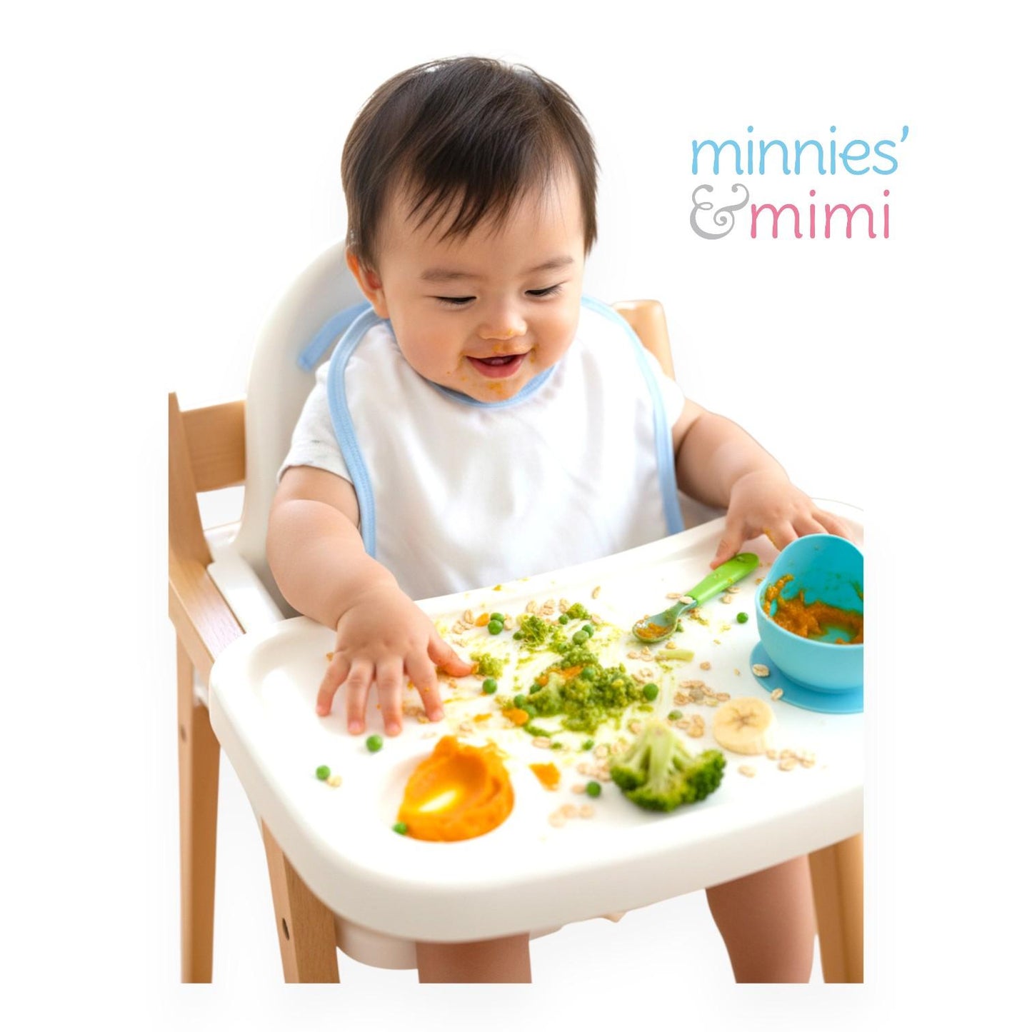 Minnies' & Mimi Cotton Bibs with Colored Piping for Toddlers 6 Months to 2 Years Old Available in Pink White and Blue