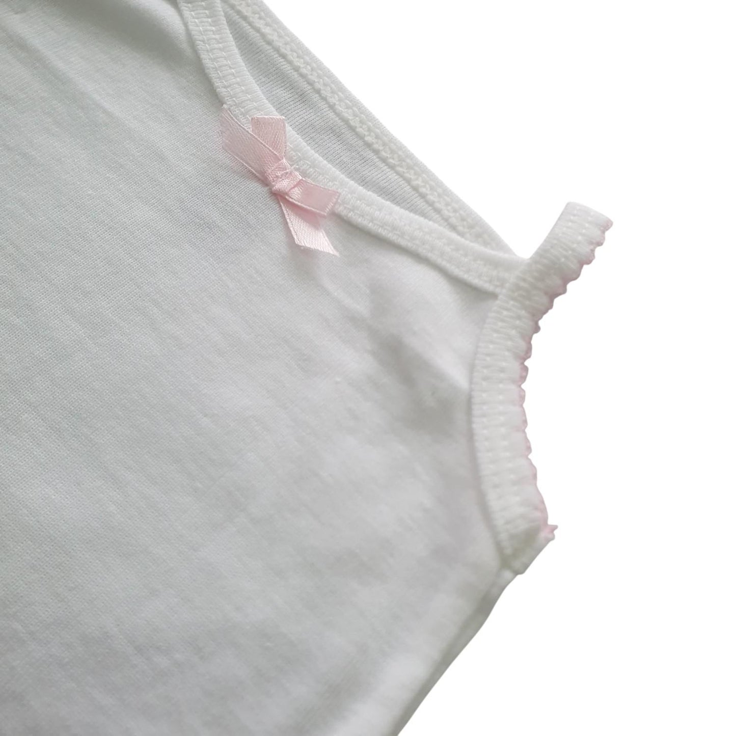Minnies' & Mimi Cotton Tank Top Spaghetti Strap with Small Ribbon and Fagoting for Toddlers 6 Months to 2 Years Old Available in Pink, Cream and Blue Size Small Medium Large