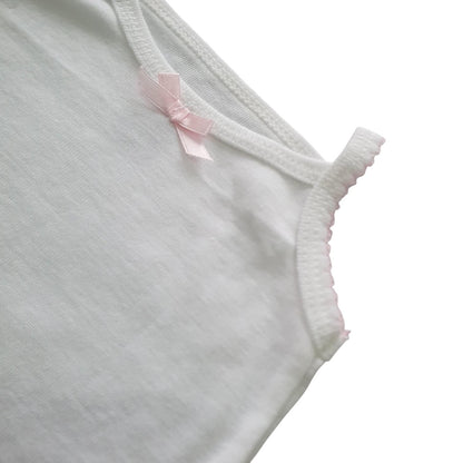Minnies' & Mimi Cotton Tank Top Spaghetti Strap with Small Ribbon and Fagoting for Toddlers 6 Months to 2 Years Old Available in Pink, Cream and Blue Size Small Medium Large
