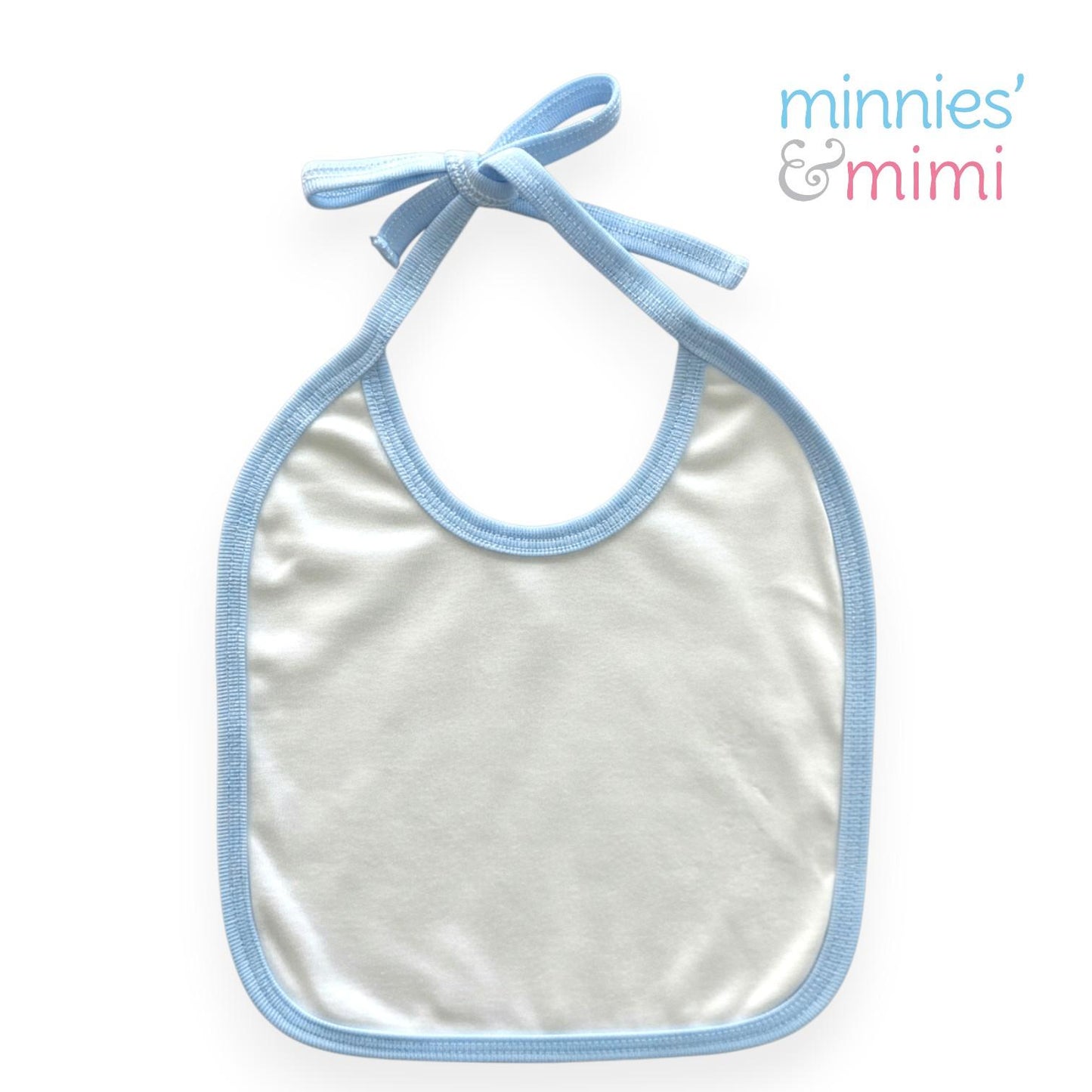 Minnies' & Mimi Cotton Bibs with Colored Piping for Toddlers 6 Months to 2 Years Old Available in Pink White and Blue