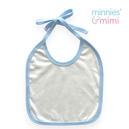 Minnies' & Mimi Cotton Bibs with Colored Piping for Toddlers 6 Months to 2 Years Old Available in Pink White and Blue