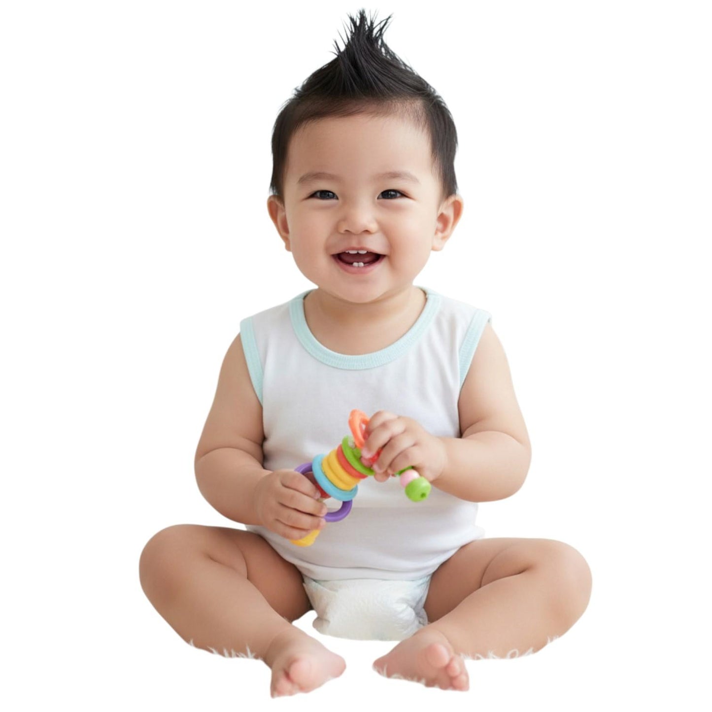Sleeveless Muscles Shirt T-3000 Small Medium-Large Minnies' & Mimi for Toddler 6 Months to 2 Years Old Breathable Cotton Available in White , Blue and Mint Green