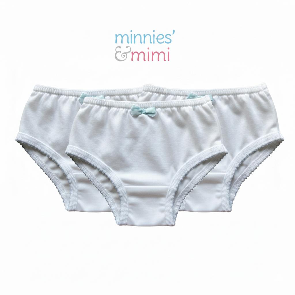 Minnies' & Mimi Panty with Ribbon and w/ Double Fagoting for (6m-12months) Available size S/M/L 3pcs