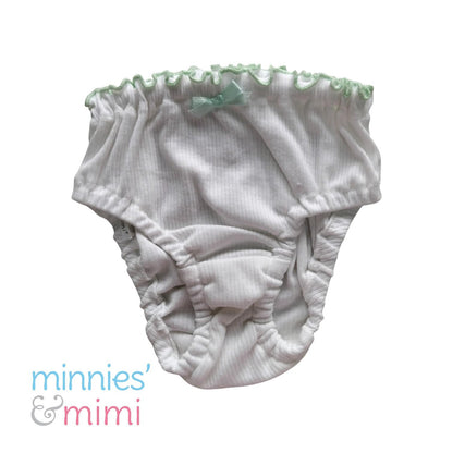 Minnies' & Mimi Stretchable Lettuce Edge Baby Panty 0-24 Month with Ribbon Available in Pink Yellow or Mint Green Size S M L