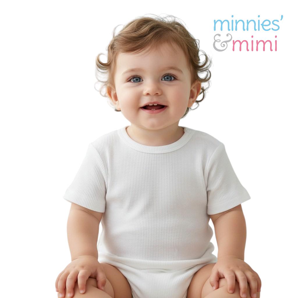 Minnies' & Mimi Ultra-Soft Stretchable White U-Neck T-shirt for Toddlers by 1-5 yrs old 3pcs (Sizes S-M-L)
