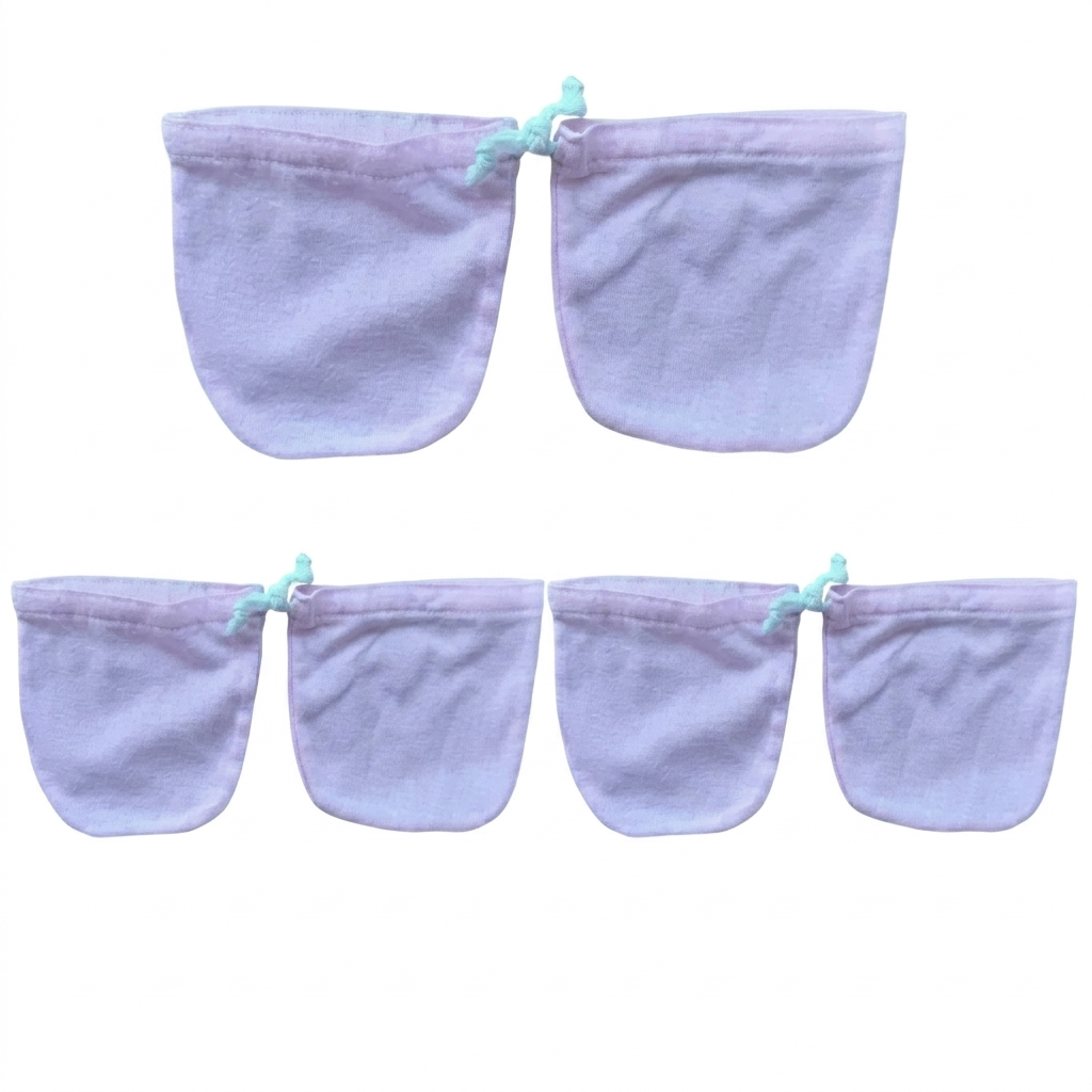 Minnies' & Mimi Cotton Mittens with Color Piping for Newborn Babies for 0-6 Months by 3 Pcs Available in W, WB, WP, WY and MG,P,B,Y,MG