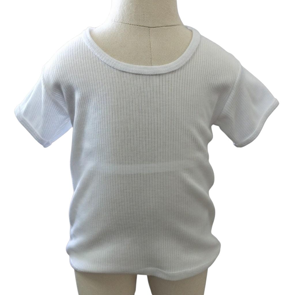 Minnies' & Mimi Ultra-Soft Stretchable White U-Neck T-shirt for Toddlers by 1-5 yrs old 1Pcs (Sizes S-M-L)