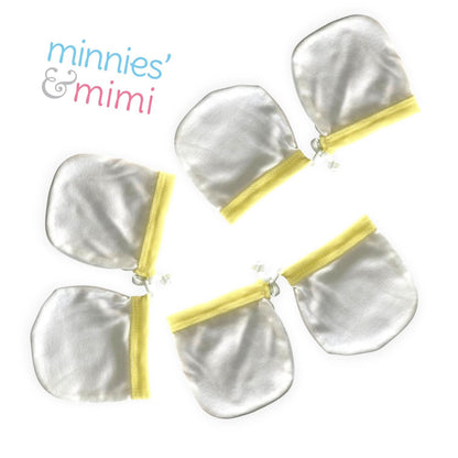 Minnies' & Mimi Cotton Mittens with Color Piping for Newborn Babies for 0-6 Months by 3 Pcs Available in W, WB, WP, WY and MG,P,B,Y,MG
