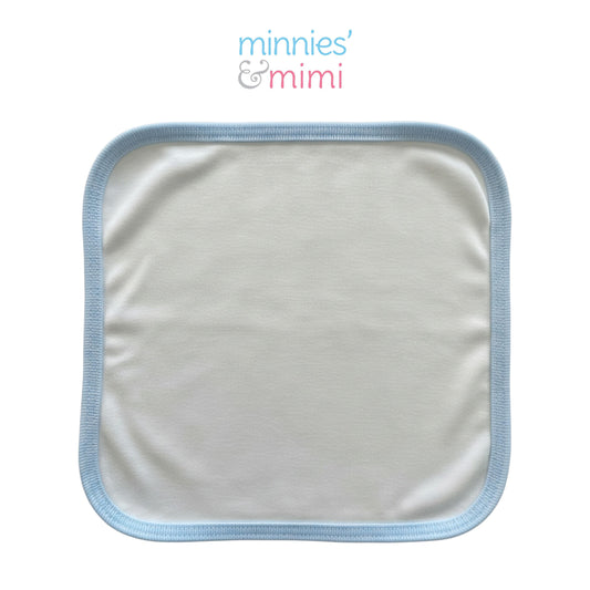 Minnies' & Mimi Cotton Face Towel with Colored Piping For Toddlers 6 Months to 2 Years Old Available in Pink Blue or White