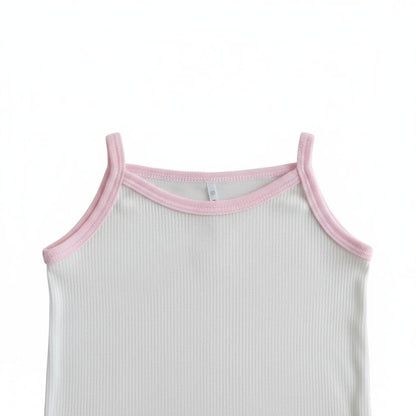 Minnies' & Mimi Stretchable Spaghetti Strap Sando for 1-2 Years Old White or White Pink Piping Free Size 1pcs
