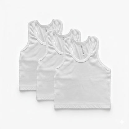 Minnies' & Mimi Stretchable Sando Boxer Design White Color for Babies 6 Months to 3 Yrs old by 3 pcs Available in Sizes S M L