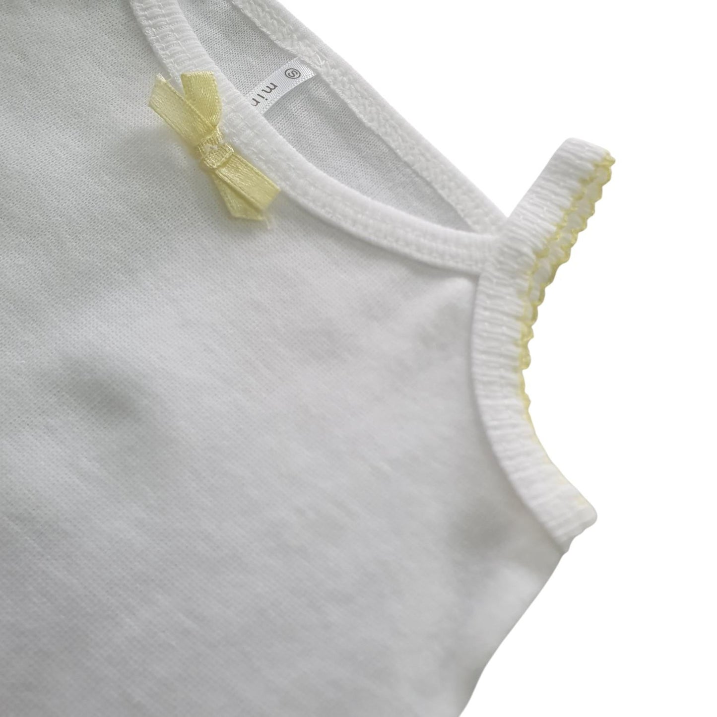 Minnies' & Mimi Cotton Tank Top Spaghetti Strap with Small Ribbon and Fagoting for Toddlers 6 Months to 2 Years Old Available in Pink, Cream and Blue Size Small Medium Large