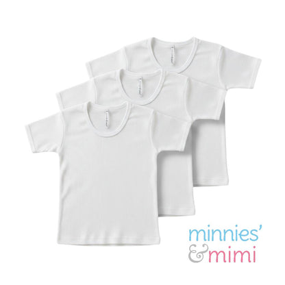 Minnies' & Mimi Ultra-Soft Stretchable White U-Neck T-shirt for Toddlers by 1-5 yrs old 3pcs (Sizes S-M-L)
