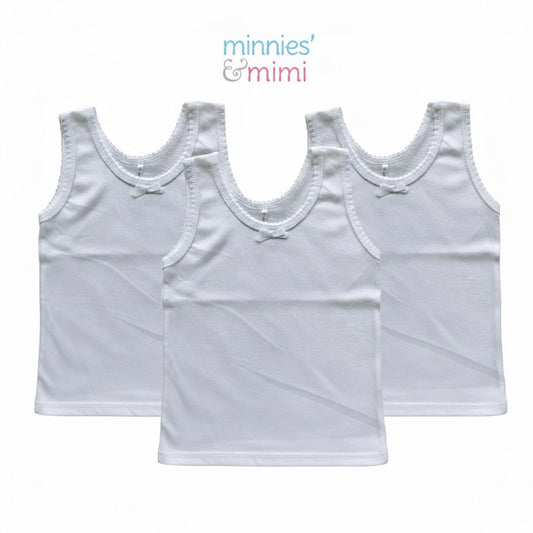 Minnies' & Mimi Single Knit Tank top Sando w/ Ribbon and Single Fagoting for Toddlers (6Mto 2Yrs Old) by 3Pcs avail.S/M/L
