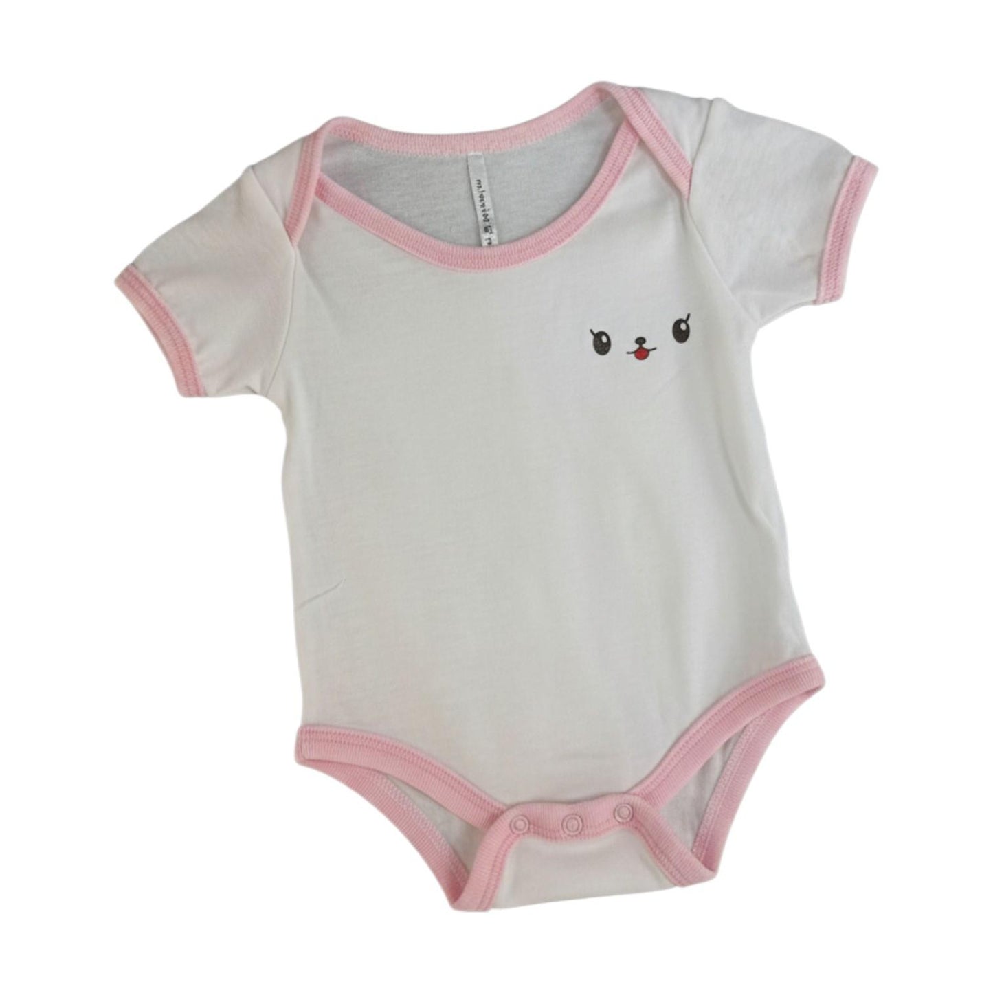 Minnies' & Mimi Romper for New Born Infant 0-3 Months Short Sleeves in Pink Blue White with Piping Available in Small Medium Large