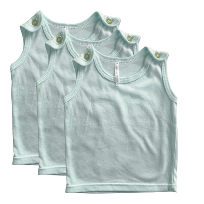 Minnies' & Mimi Sando Sabrina Cut Button Top for New Born Infant 3Pcs Available in White, Green, Blue And Yellow Sizes Small Medium Large,Xsmall