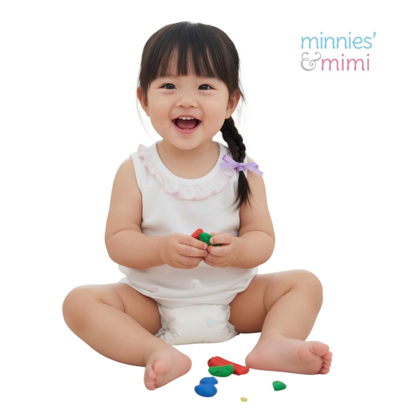 Minnies' & Mimi Cotton Tank Top Sando with Pink Ruffles for Toddlers 6 Months to 2 Years Available in Small Medium and Large Color White Pink