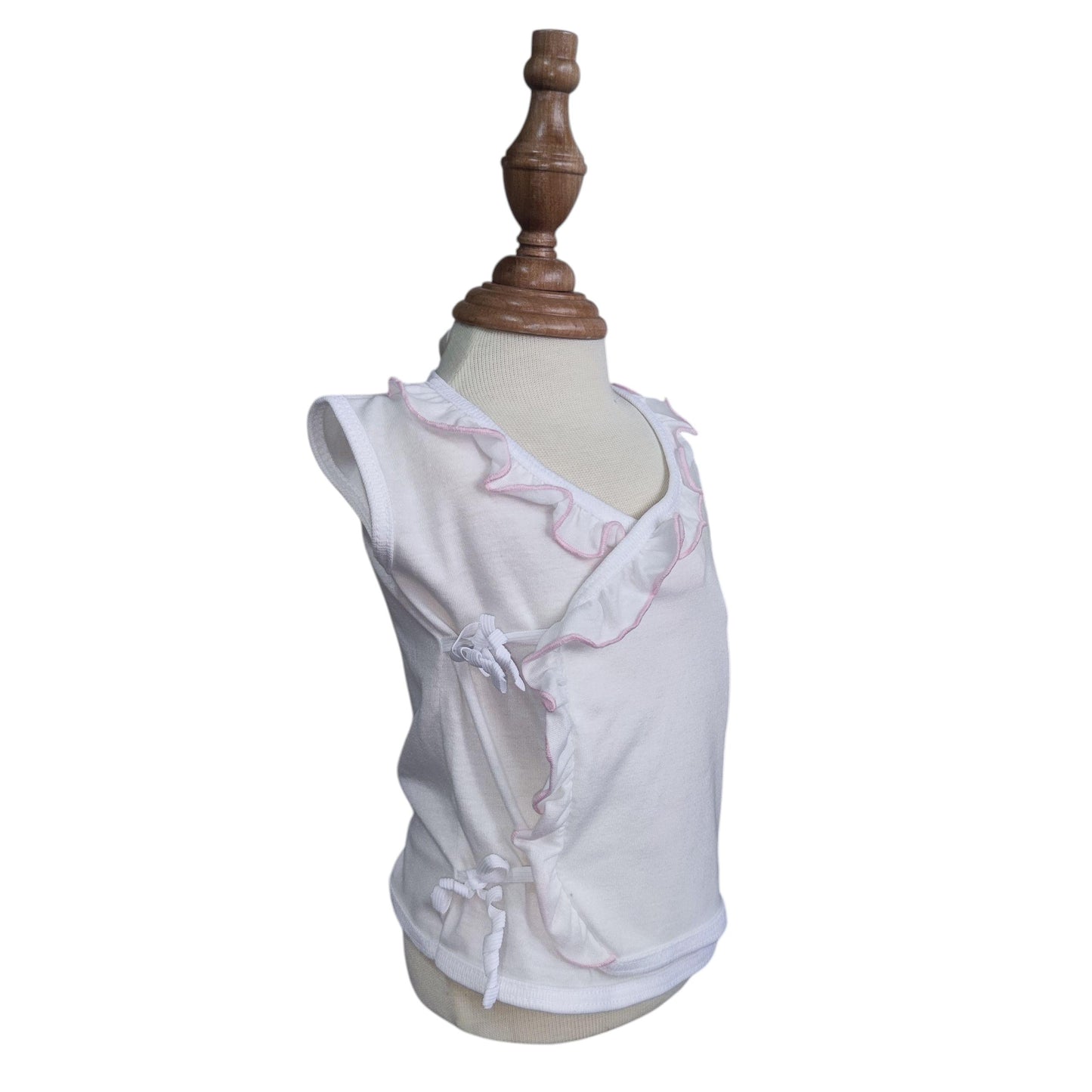 Minnies' & Mimi Tie Side Sleeveless with Pink Ruffles for New Born Infant 0-3 Months 1Pc Available in Small Medium Large