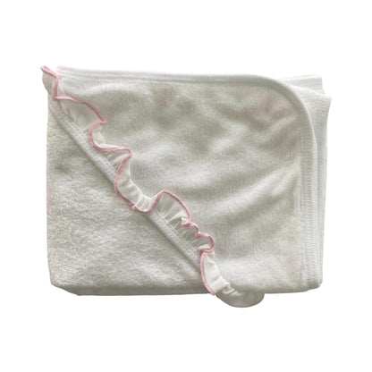Minnies' & Mimi Bath Towel with Pink Ruffles 27 Inches x 27 Inches for 0-24 Months
