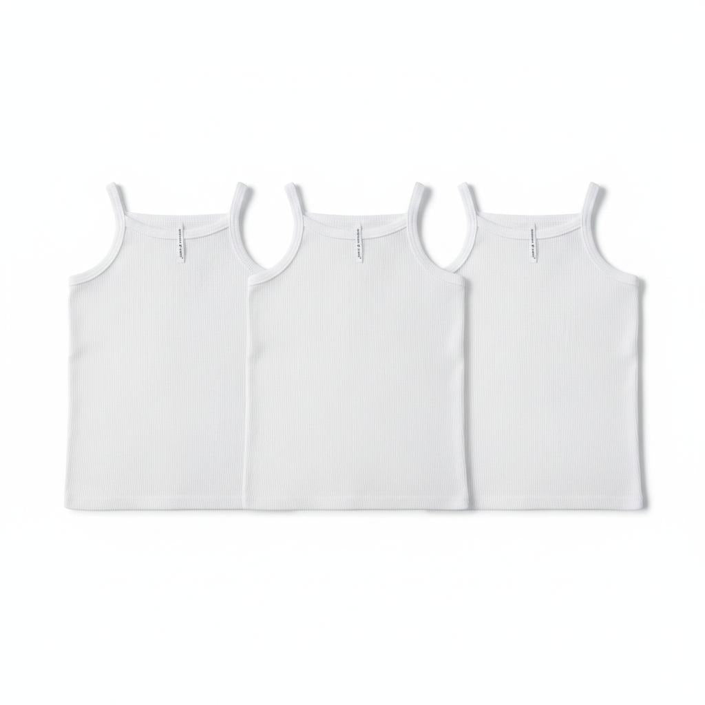 Minnies' & Mimi Stretchable Spaghetti Strap Sando for 1-2 Years Old 3Pcs Available in White or White Pink Size L or XL