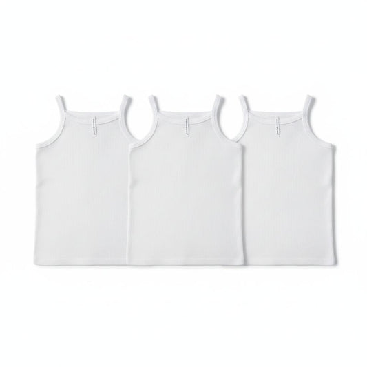 Minnies' & Mimi Stretchable Spaghetti Strap Sando for 1-2 Years Old 3Pcs Available in White or White Pink Size L or XL