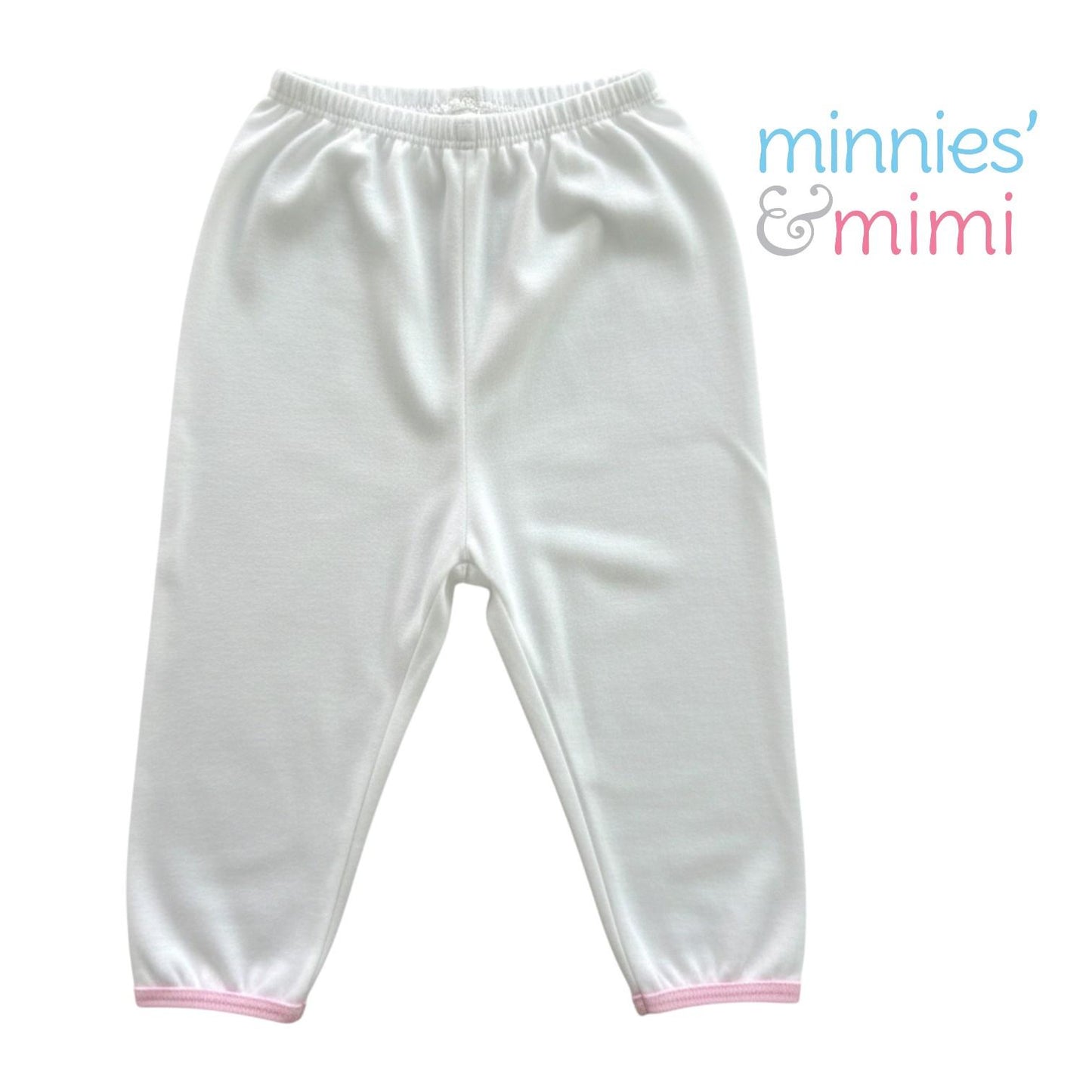 Minnies' & Mimi Cotton New Born Pajama Bottoms For 0-6 Months Available in White, Mint Green, Blue, Yellow and Pink