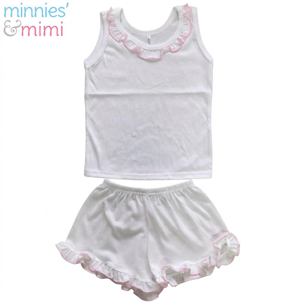 Minnies' & Mimi Cotton Sando/Short Raffles Design 1 SET for (6m-12m old) Available WP Size S,M,L