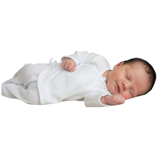 Minnies & Mimi Tie Side Long Sleeves with Color Trim 3Pc for New Born 0-3 Months Available in White, Pink, Blue Sizes Small Medium Large