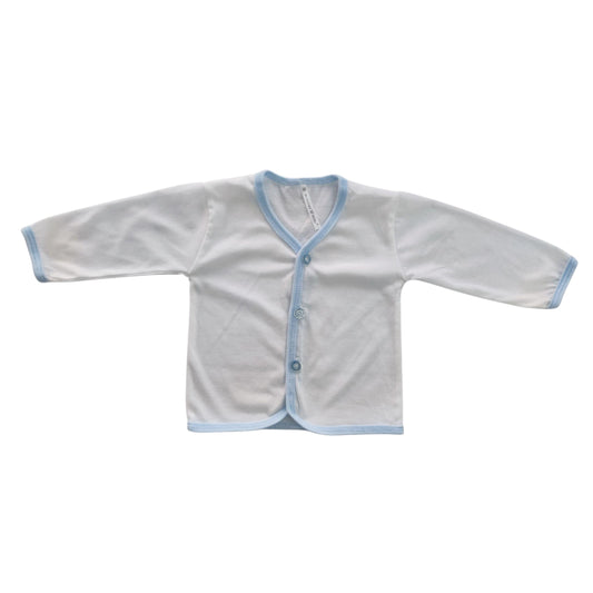 Minnies' & Mimi Front Button Down Long Sleeves with Color Trim 1Pcs for New Born 0-3 Months Available Color White, Pink and Blue Sizes Small Medium and Large
