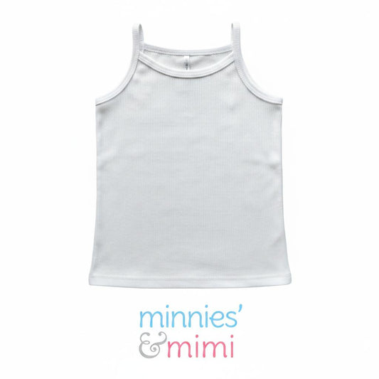 Minnies' & Mimi Stretchable Spaghetti Strap Sando for 1-2 Years Old White or White Pink Piping Free Size 1pcs
