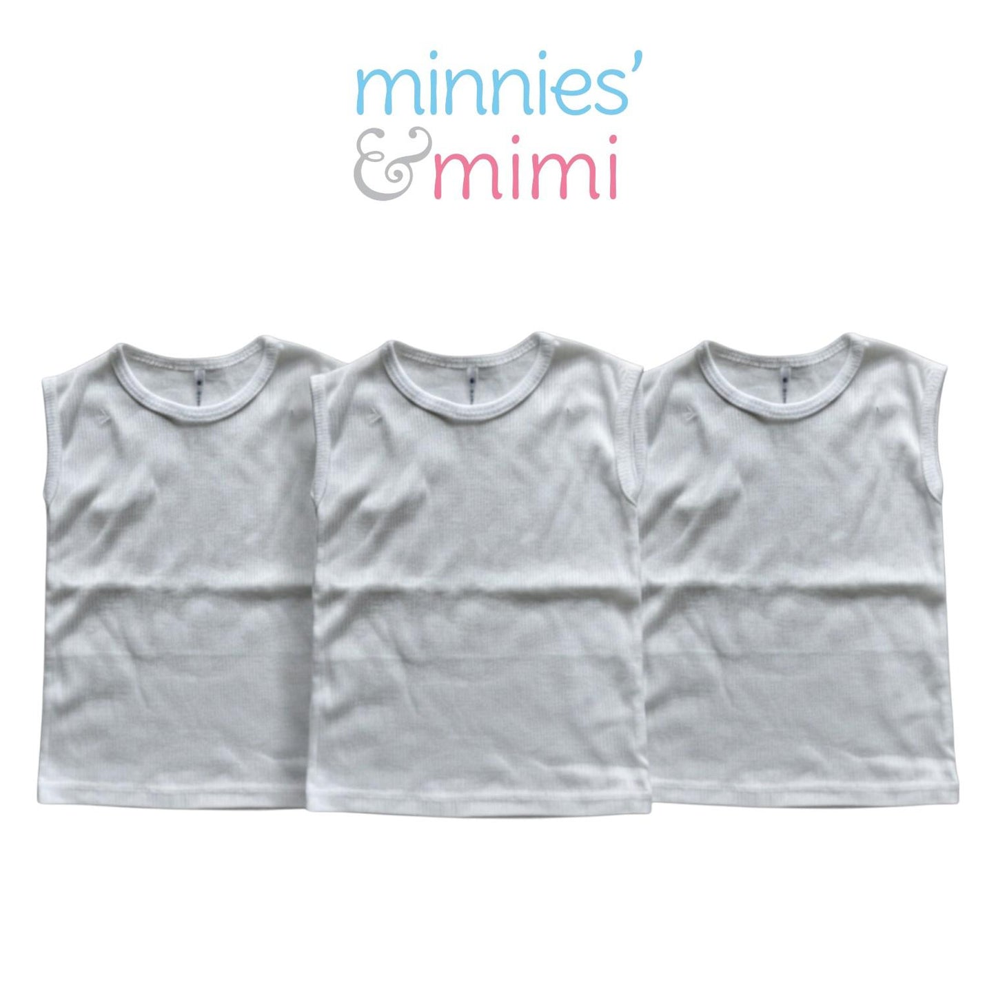 Minnies' & Mimi stretchable baby Muscle Shirt for Toddlers 6-24 Months 3Pcs Available in Small Medium Large