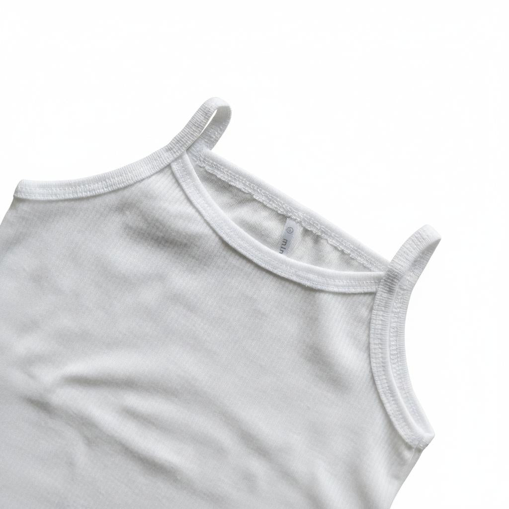 Minnies' & Mimi Stretchable Spaghetti Strap Sando for 1-2 Years Old White or White Pink Piping Free Size 1pcs