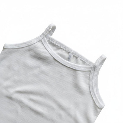 Minnies' & Mimi Stretchable Spaghetti Strap Sando for 1-2 Years Old White or White Pink Piping Free Size 1pcs
