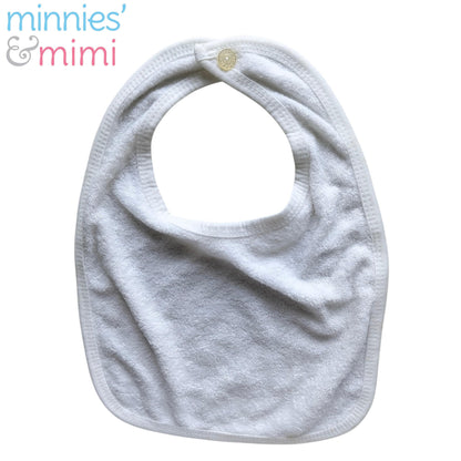 Minnies' & Mimi Cotton Towellette Bibs w/ Button for Newborns, Infants, Toddlers (0–6 Months) (6–12 Months) (1–3 Years) Available W,WP,WB 1pcs