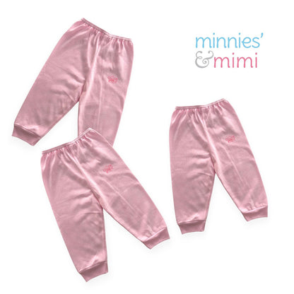 Minnies & Mimi Cotton Colored Pajama with Cuffs for Toddler 6 Months to 2 Years by 3pcs Available in Blue, Mint Green, Pink and Yellow