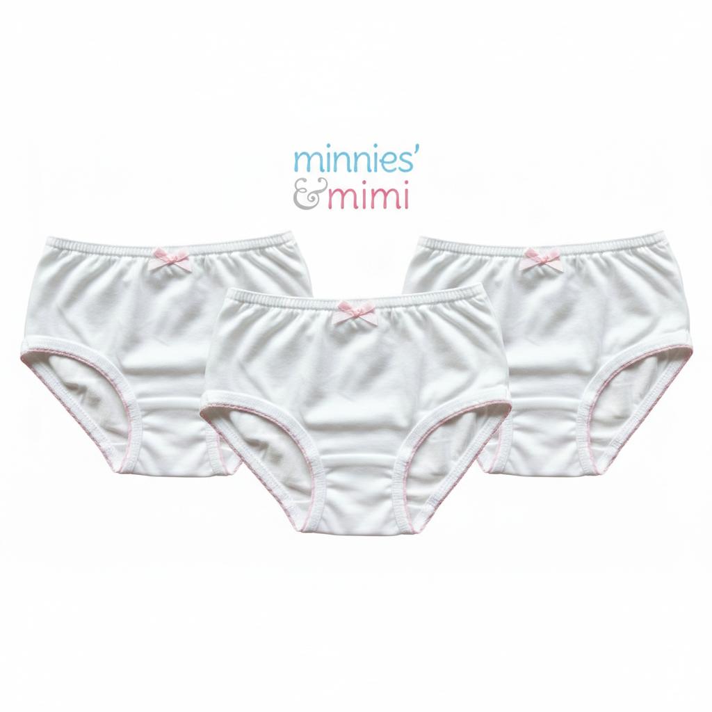 Minnies' & Mimi Panty with Ribbon and w/ Double Fagoting for (6m-12months) Available size S/M/L 3pcs