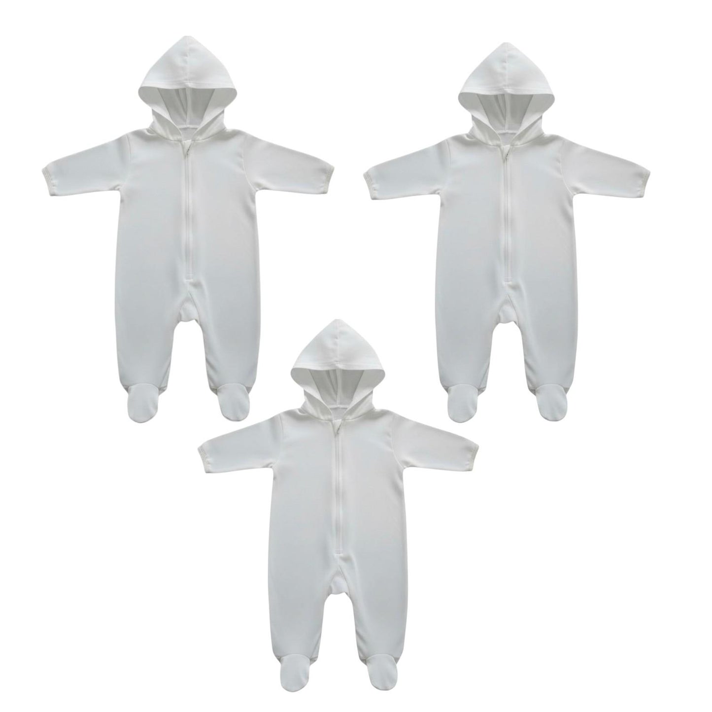 Minnies' and Mimi Onesies Full Body Jump Suit Long Sleeves Cotton by 3 Pcs for 0-3 Months New Born Available in Pink, Blue, Mint Green Yellow White also with Piping Design