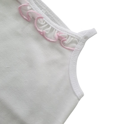Minnies' & Mimi Tank Top Spaghetti Strap with Pink Ruffles for Toddlers 6 Months up to 2 Years of Age by 3pcs Available in Small Medium Large Color White Pink