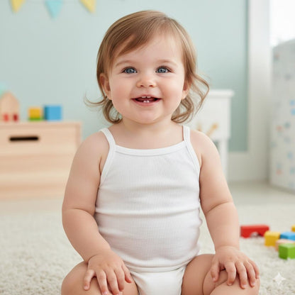 Minnies' & Mimi Stretchable Spaghetti Strap Sando for 1-2 Years Old by 1pcs Available in White or White Pink Size L or XL
