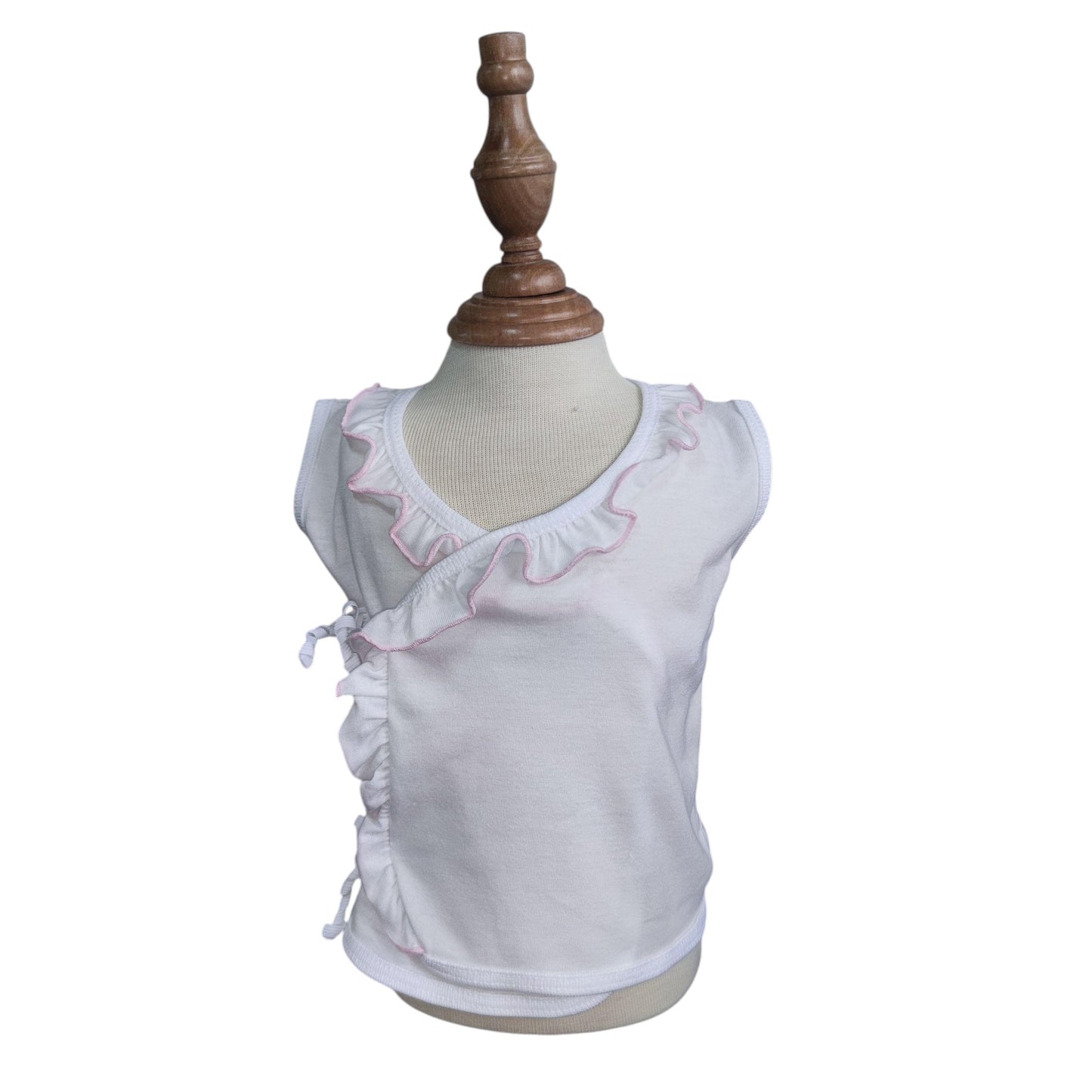 Minnies' & Mimi Tie Side Sleeveless with Pink Ruffles for New Born Infant 0-3 Months 3Pcs Available Sizes Small Medium Large