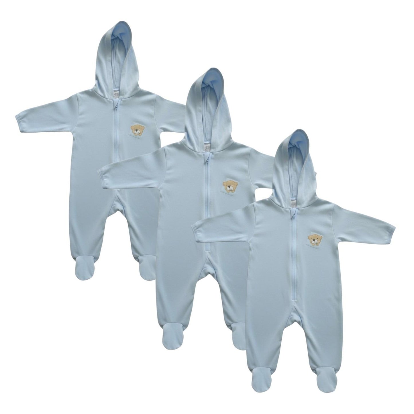 Minnies' and Mimi Onesies Full Body Jump Suit Long Sleeves Cotton by 3 Pcs for 0-3 Months New Born Available in Pink, Blue, Mint Green Yellow White also with Piping Design