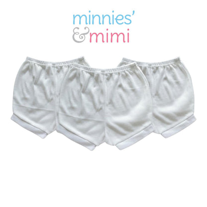 Minnies' & Mimi Stretchable Cotton Shorts with White Cuffs for toddlers 3 months to 24 months (2 years) by 3pcs Available S,M,L