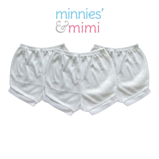 Minnies' & Mimi Stretchable Cotton Shorts with White Cuffs for toddlers 3 months to 24 months (2 years) by 3pcs Available S,M,L