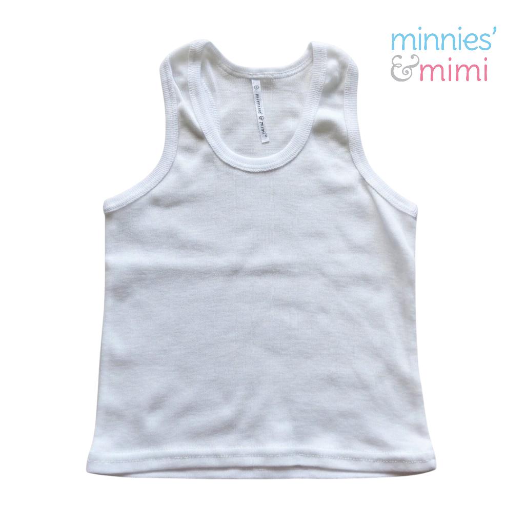 Minnies' & Mimi stretchable Sando Boxer Design White Color for Babies 6 Months to 3 Yrs old by 1 pcs Available in Sizes S M L
