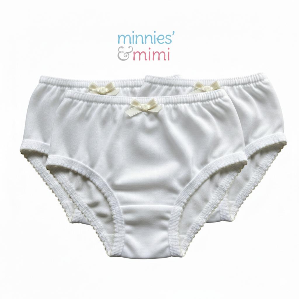 Minnies' & Mimi Panty with Ribbon and w/ Double Fagoting for (6m-12months) Available size S/M/L 3pcs