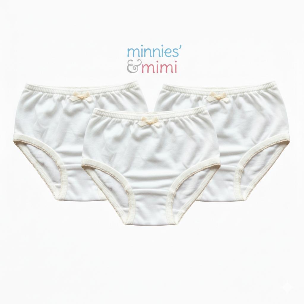Minnies' & Mimi Panty with Ribbon and w/ Double Fagoting for (6m-12months) Available size S/M/L 3pcs