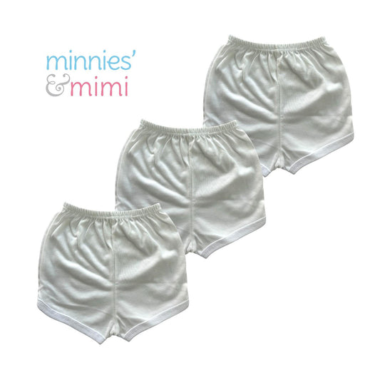 Minnies' & Mimi Cotton Shorts with Colored Piping for Toddler 6 Month to 2 Years by 3pcs Available in White, Pink and Yellow Size Small Medium Large