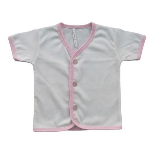 Minnies' and Mimi Front Button Down Short Sleeves with Colored Trim 1 Pc Per Order for NewBorn Baby