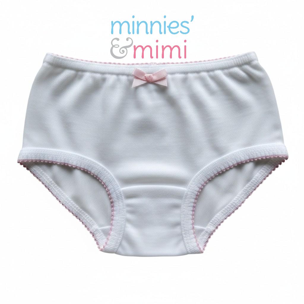 Minnies & Mimi White Panty w/ Single Fagoting Design With Ribbon for (12M-3Y)Available Size S/M/L 1pcs per order