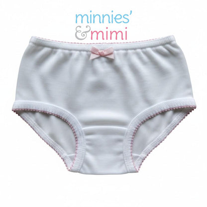 Minnies & Mimi White Panty w/ Single Fagoting Design With Ribbon for (12M-3Y)Available Size S/M/L 1pcs per order